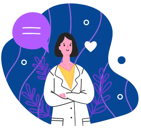 Illustration of nurse with a purple background